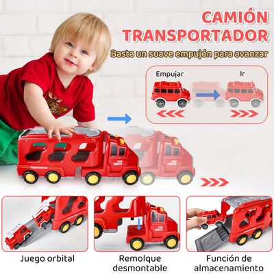 Imagen 2 del producto Camión Transportador Luz Sonido Con 6 Autitos Juguete Niños