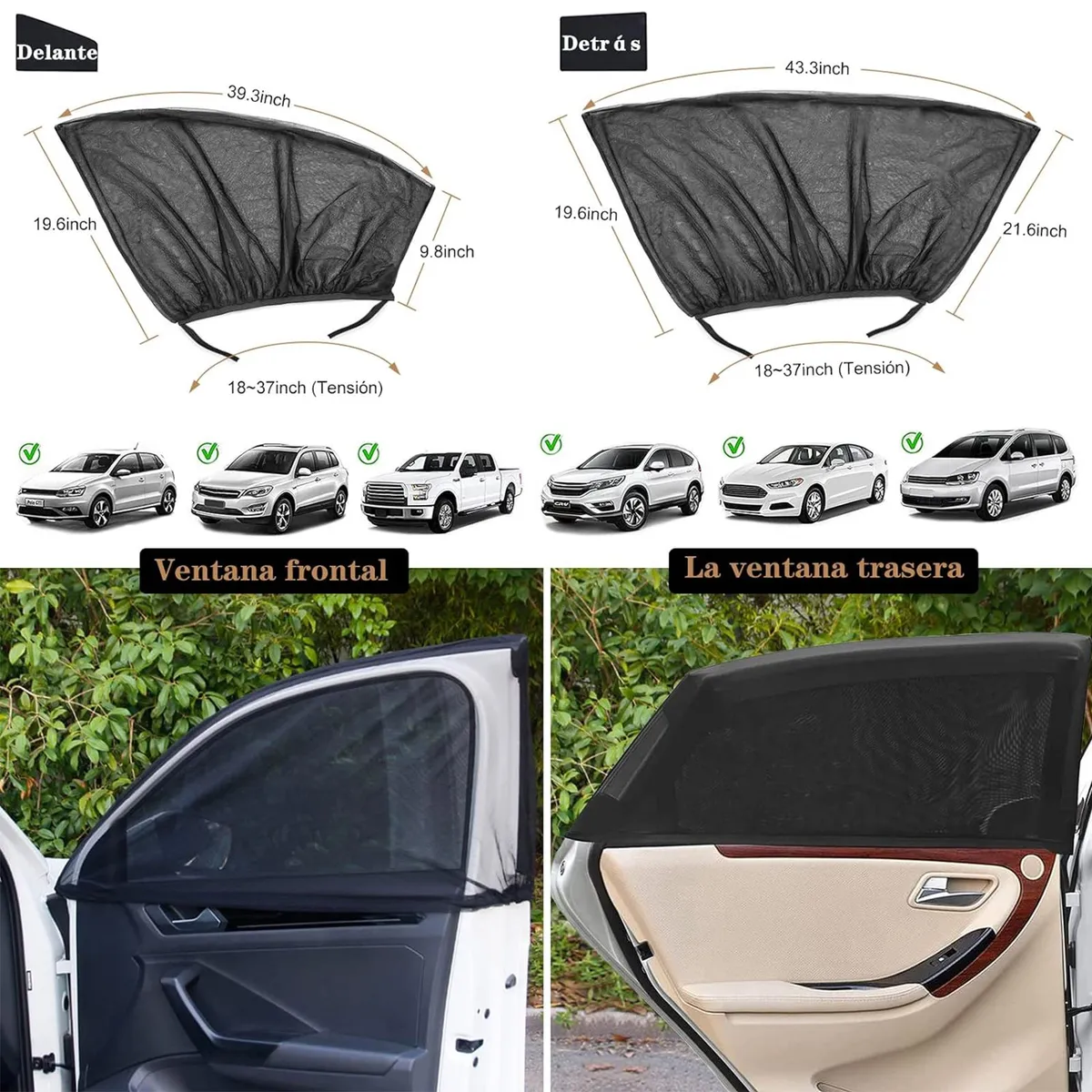 COREJOY - Pack 2 Parasol Auto Suv Camioneta-ventana delantera