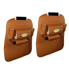 COREJOY - Paquete de 2 Organizador Auto Asiento De Cuero (amarillo)