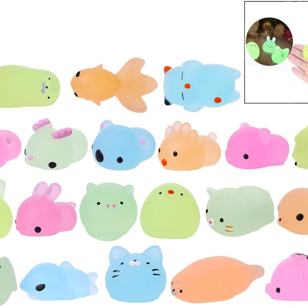KUANGYE - Juguetes 10 Pcs Mini Mochi Squishy Squeeze Brillan Toy