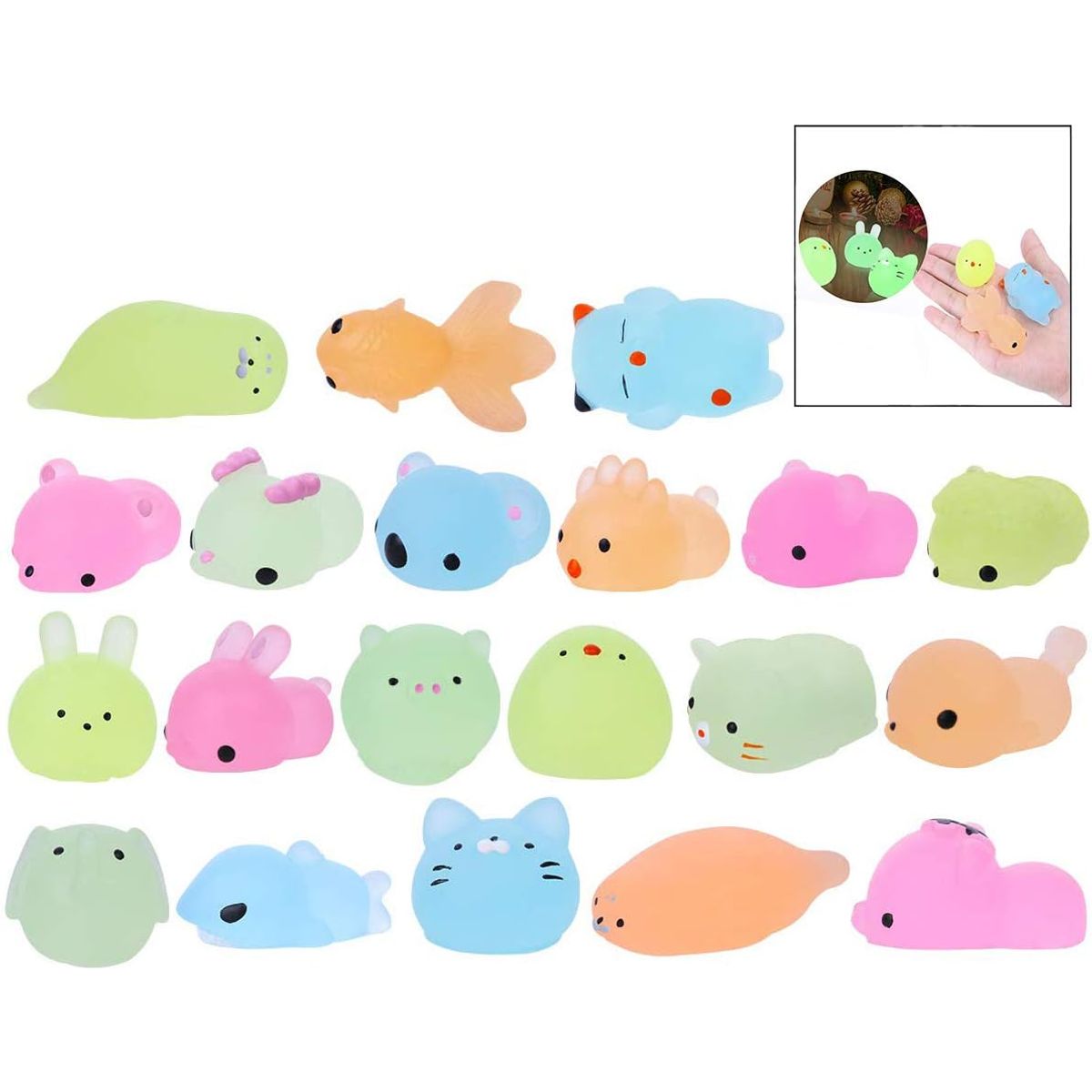 KUANGYE - Juguetes 10 Pcs Mini Mochi Squishy Squeeze Brillan Toy