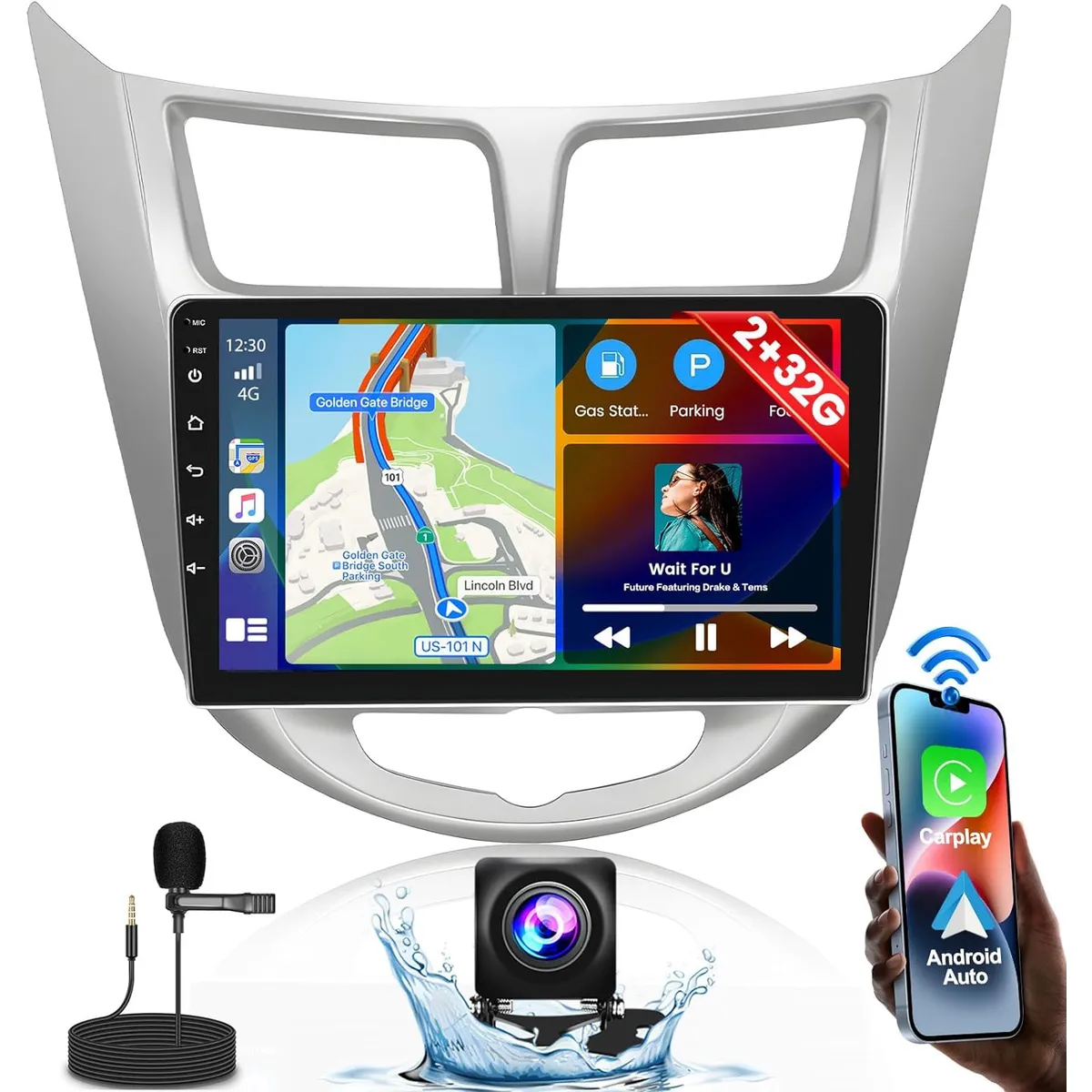 KUANGYE - Radio Android 9 Pulgadas + Bisel Para Hyundai Accent 2010-16