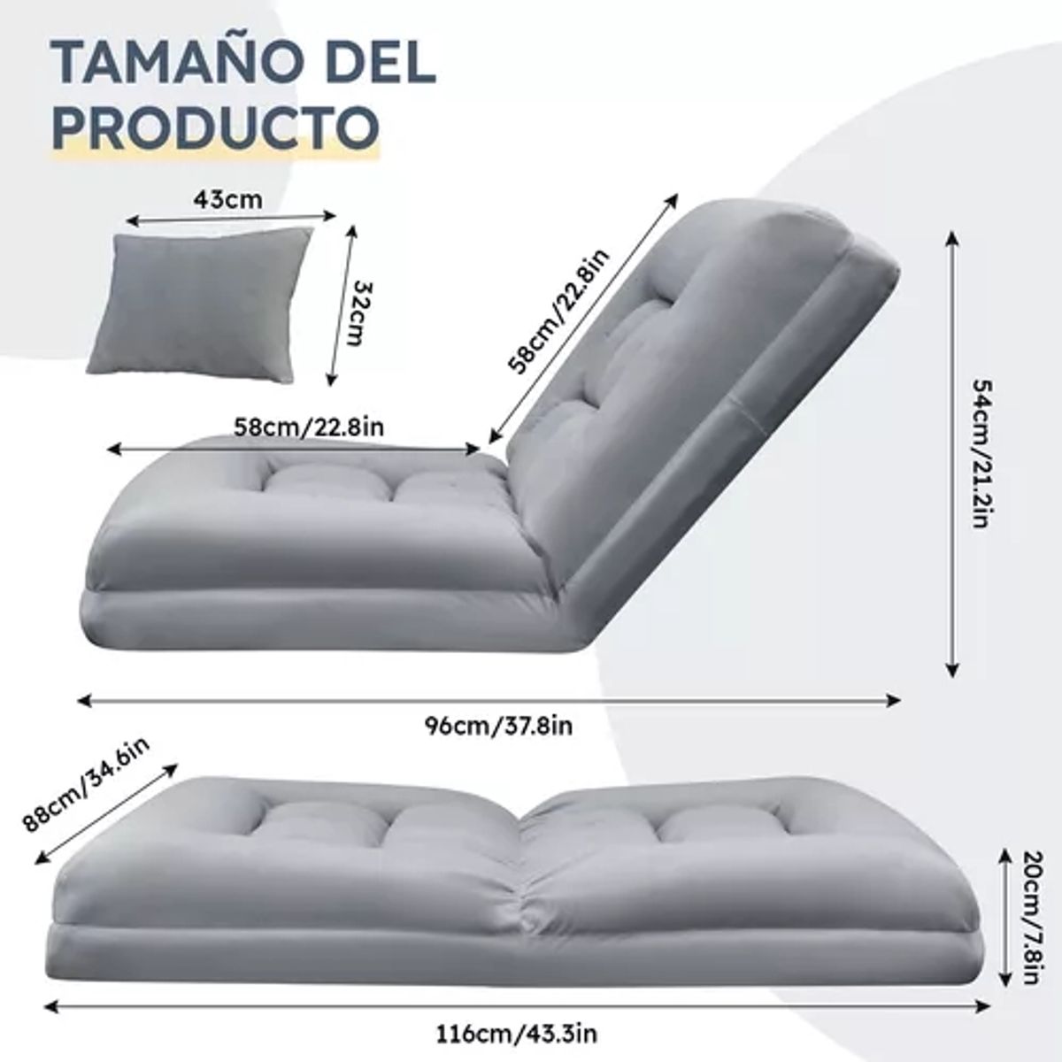 YAYKO - Sofá Cama Plegable Perezoso Silla De Suelo Proposito Doble