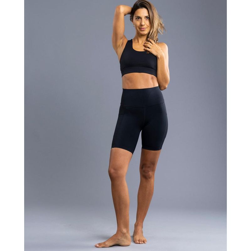 THEA - Legging Cortas Bolsillos Laterales Ambar Black