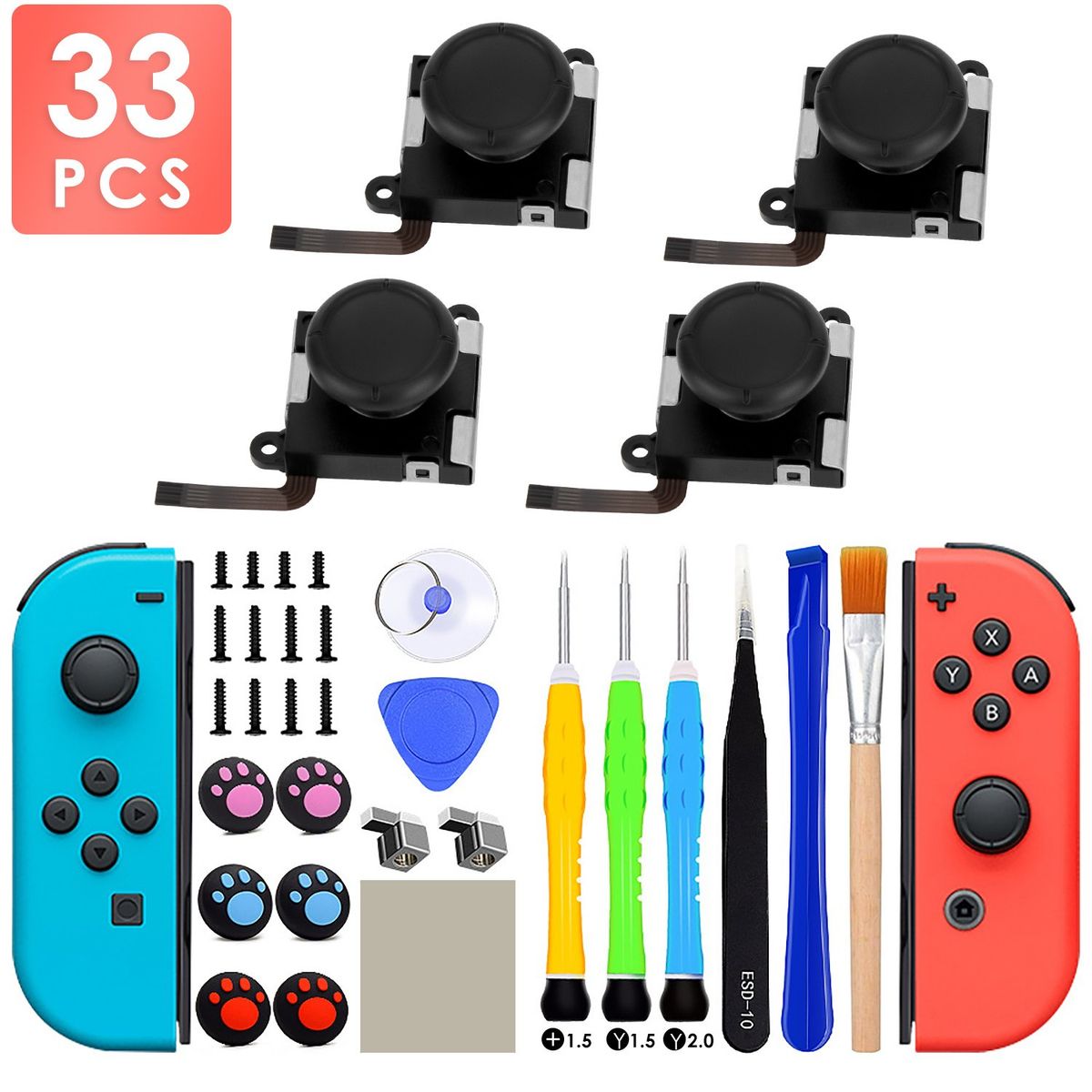 LUKOVEE - Kit De Reparación Mando Joycon 33 Pcs Para Nintendo Switch