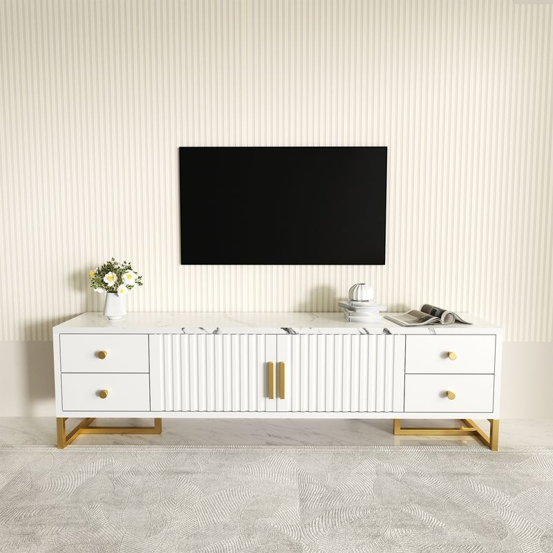 AIZO - Mueble Para TV 140x30x40cm Con 2 Puertas y 4 Cajones Melamina