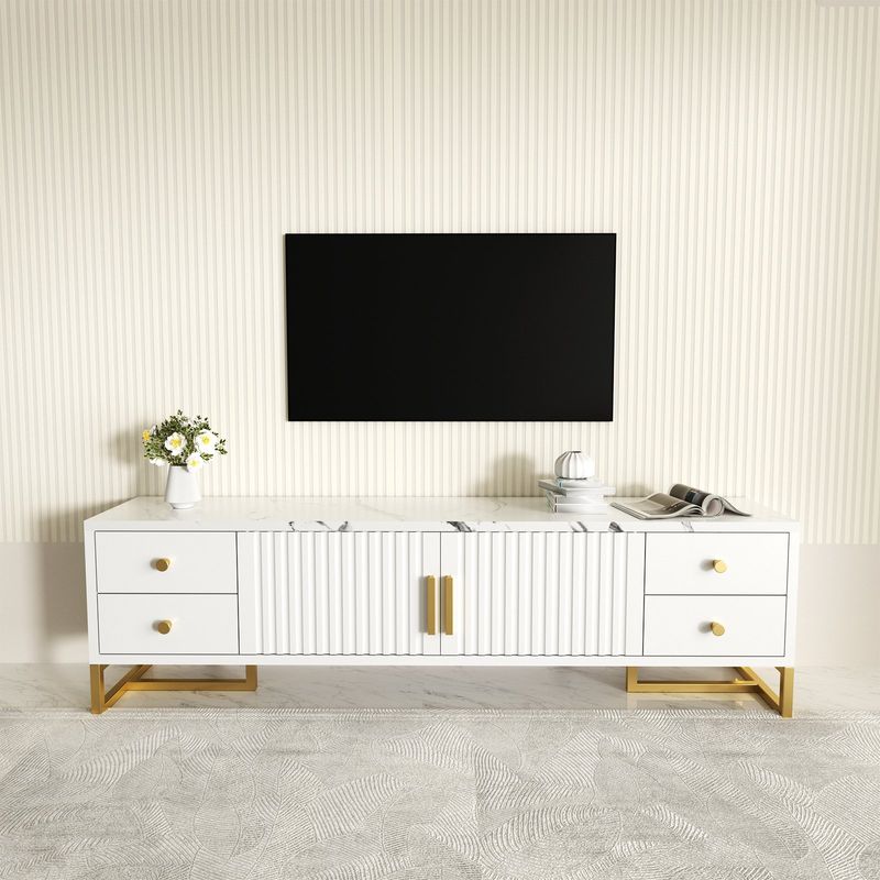 AIZO - Rack Tv 140x30x40cm 2 Puertas 4 Cajone Melamina
