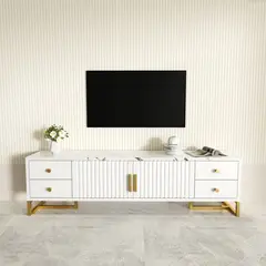 AIZO - Rack Tv 140x30x40cm 2 Puertas 4 Cajone Melamina