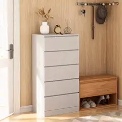 AIZO - Cómoda 5 cajones blanco cálido 109x41x60cm