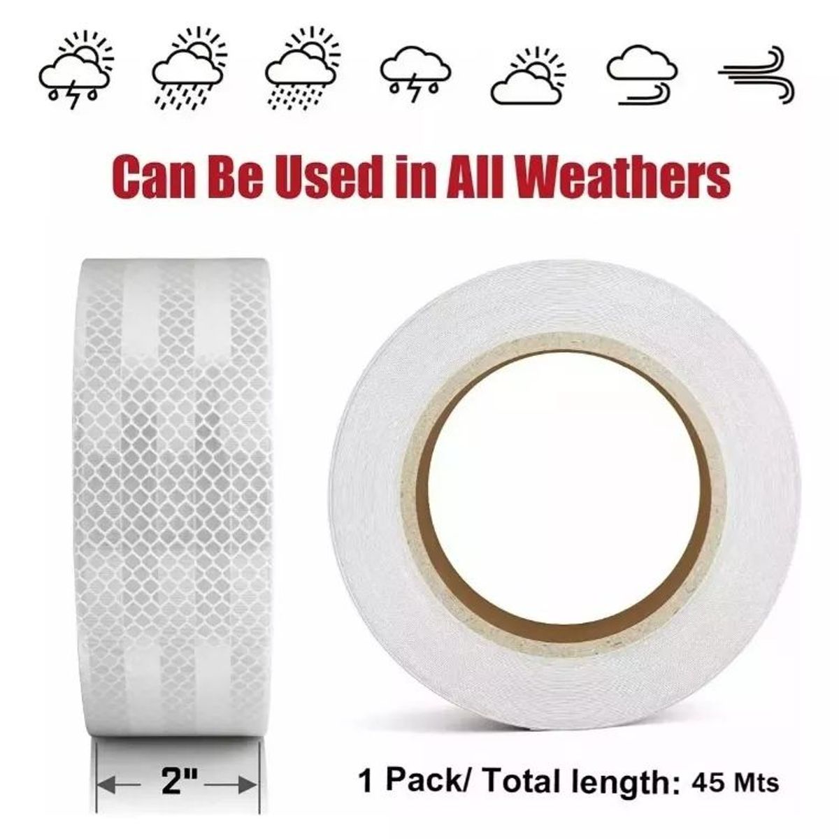 KUANGYE - Cinta Reflectante Blanco 5cmx45m Seguridad Advertencia