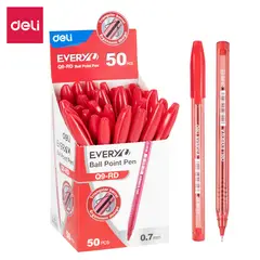 DELI - Caja de 100pcs boligrafo lapiz pasta Medio 07MM Rojo