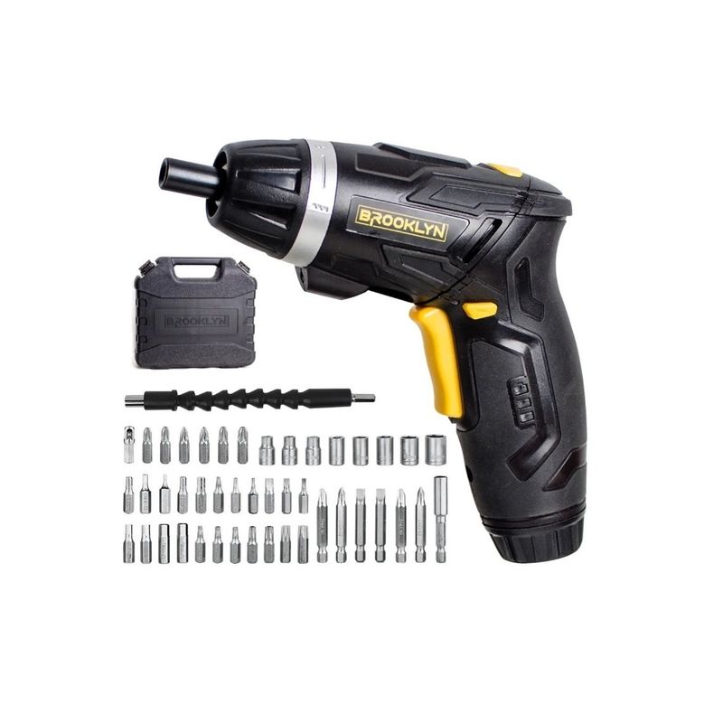GENERICO - Atornillador Inalambrico 4v Brooklyn +maleta + 45 Accesorios Black
