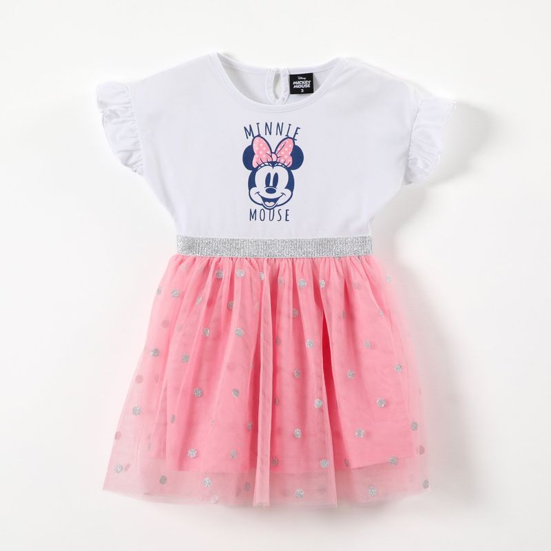 DISNEY - Vestido Niña Minnie Blanco Disney