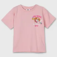 PAW PATROL - Polera Manga Corta Niña Rosado