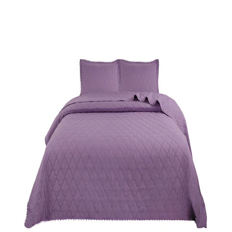 GENERICO - Quilt - Cubrecama Plaza y Media con Pompones B8