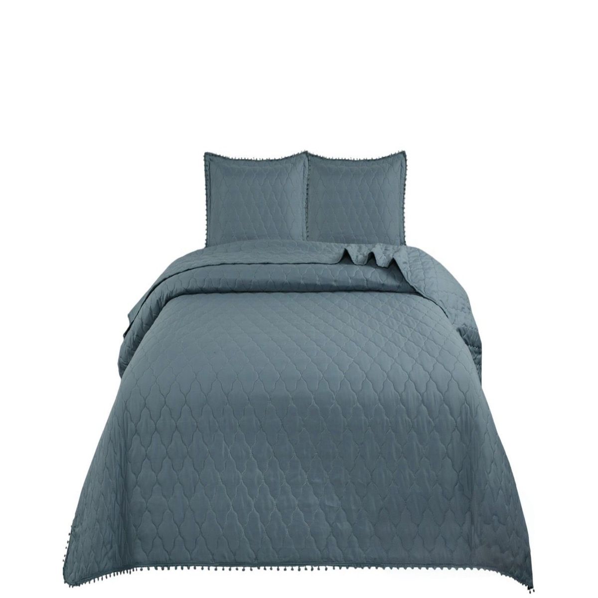 GENERICO - Cubrecamas Quilt 2 Plazas con Pompones C1