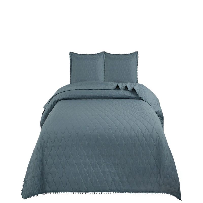 GENERICO - Cubrecamas Quilt 2 Plazas con Pompones C1