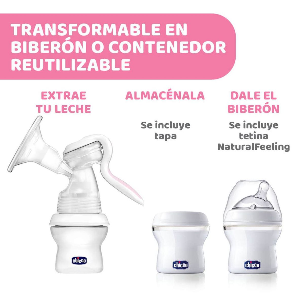 CHICCO - Extractor de Leche Manual Compatible con WB+NF de Chicco
