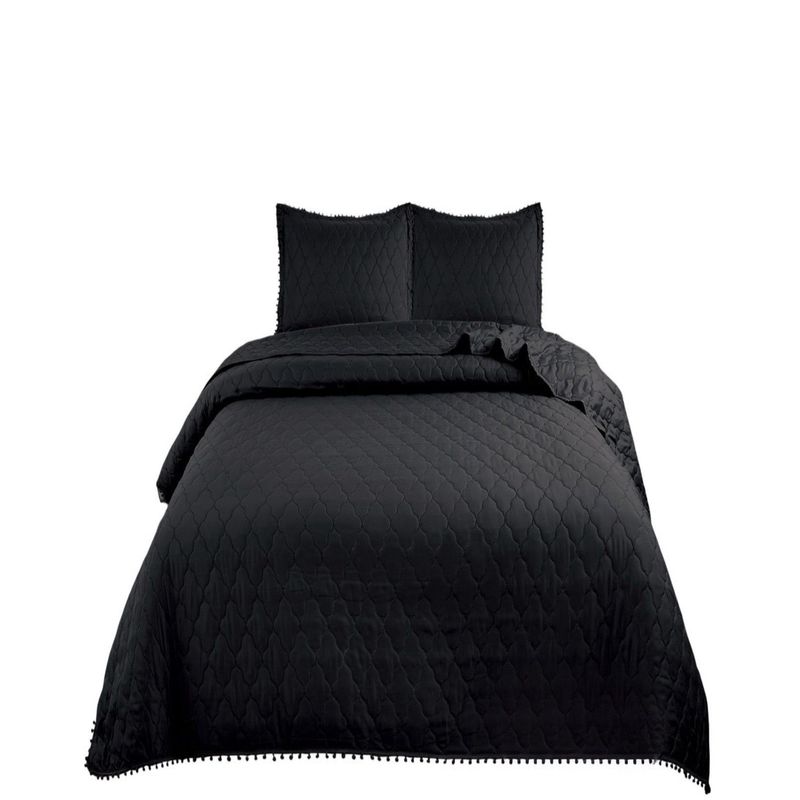 GENERICO - Quilt - Cubrecama Plaza y Media con Pompones B3