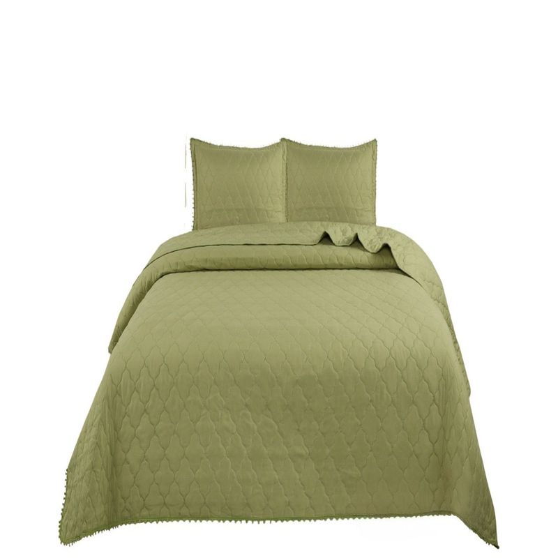 GENERICO - Quilt - Cubrecama Plaza y Media con Pompones B2