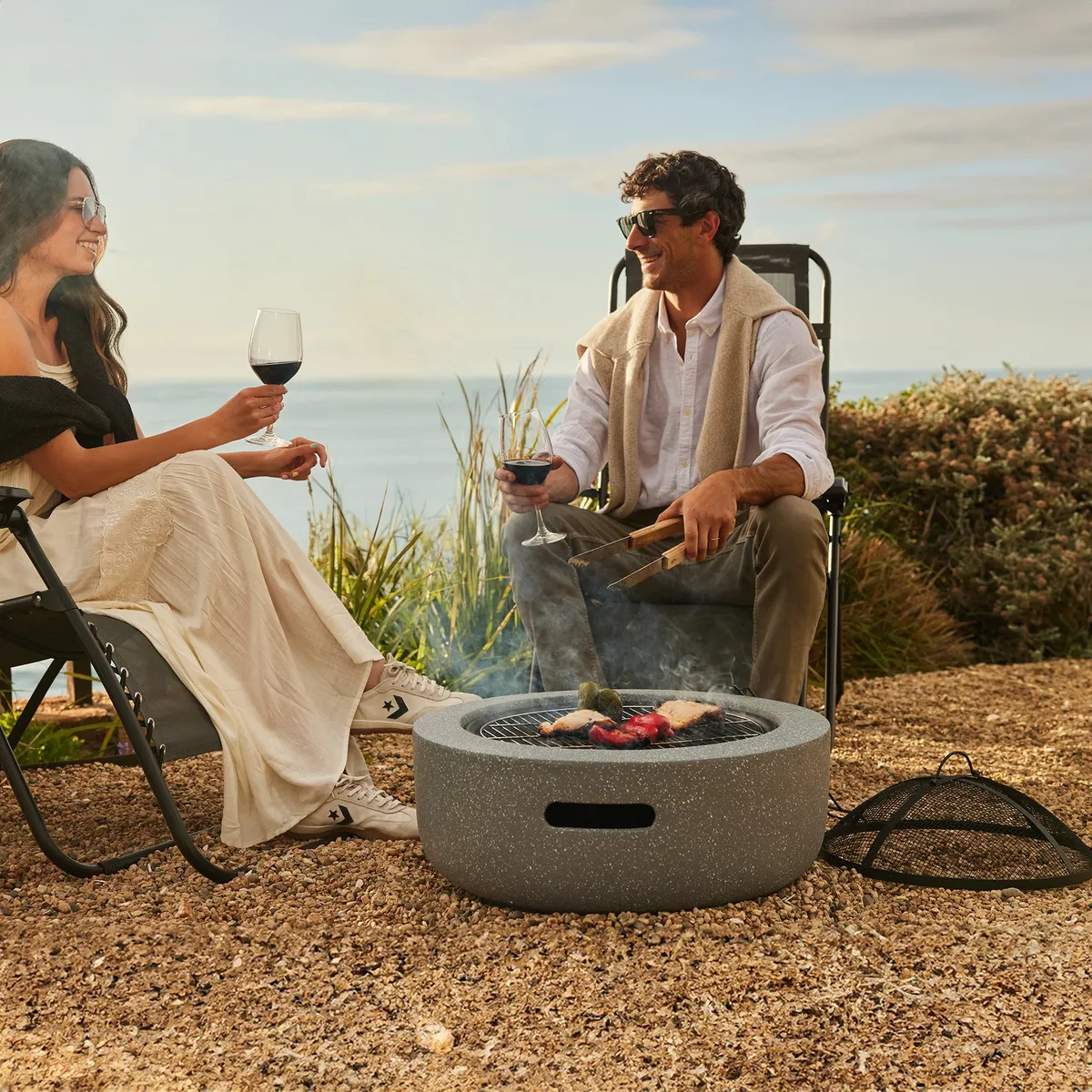 RELAN - Fogón a Carbón Relan Pierre Brasero y Parrilla Simil Piedra