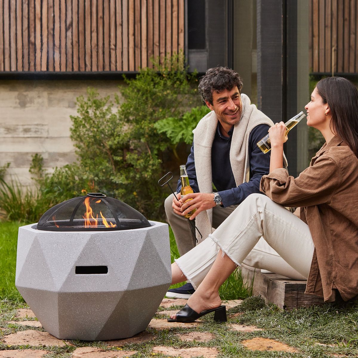 RELAN - Fogón a Carbón Relan Pietra Brasero y Parrilla Simil Piedra