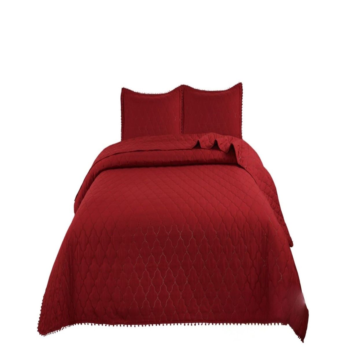 GENERICO - Cubrecamas Quilt Plaza y Media con Pompones B10