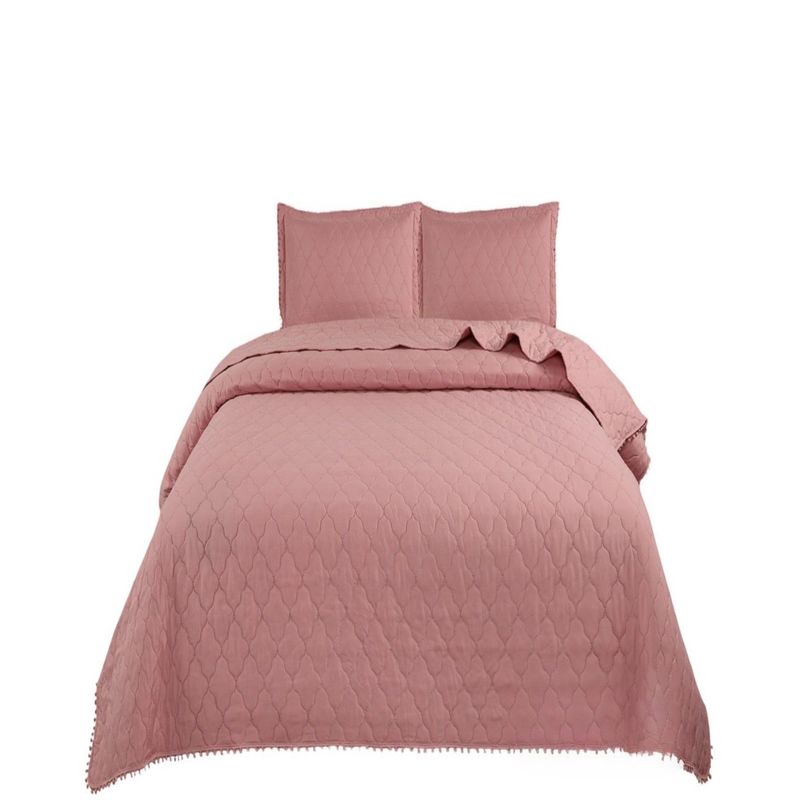 GENERICO - Cubrecamas Quilt 2 Plazas con Pompones C6