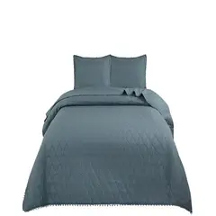 GENERICO - Cubrecamas Quilt 2 Plazas con Pompones C1