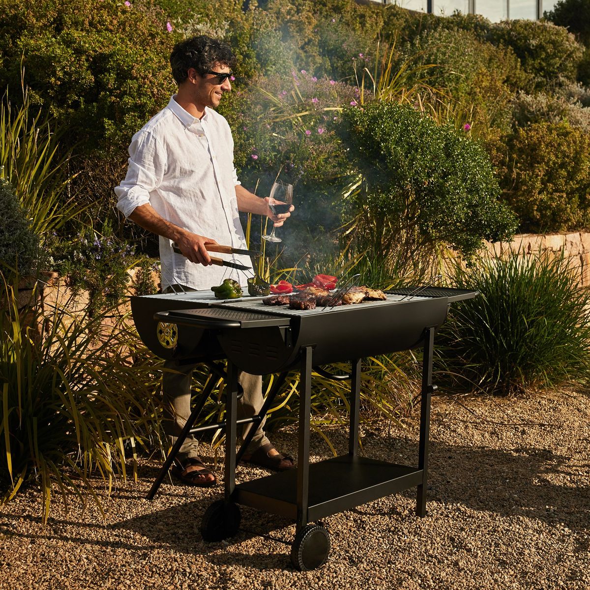 RELAN - Parrilla Tambor Doble Cuerpo Relan a Carbón con Ruedas
