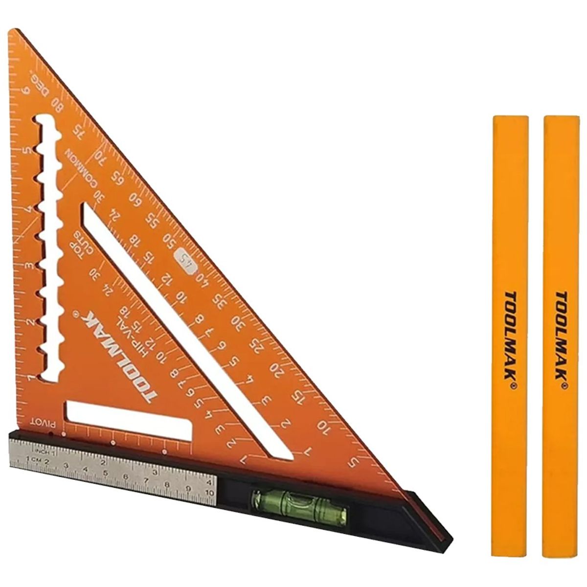 GENERICO - Escuadra De Carpintero Rápida Multifunción 5 Pcs Toolmak Color Naranja