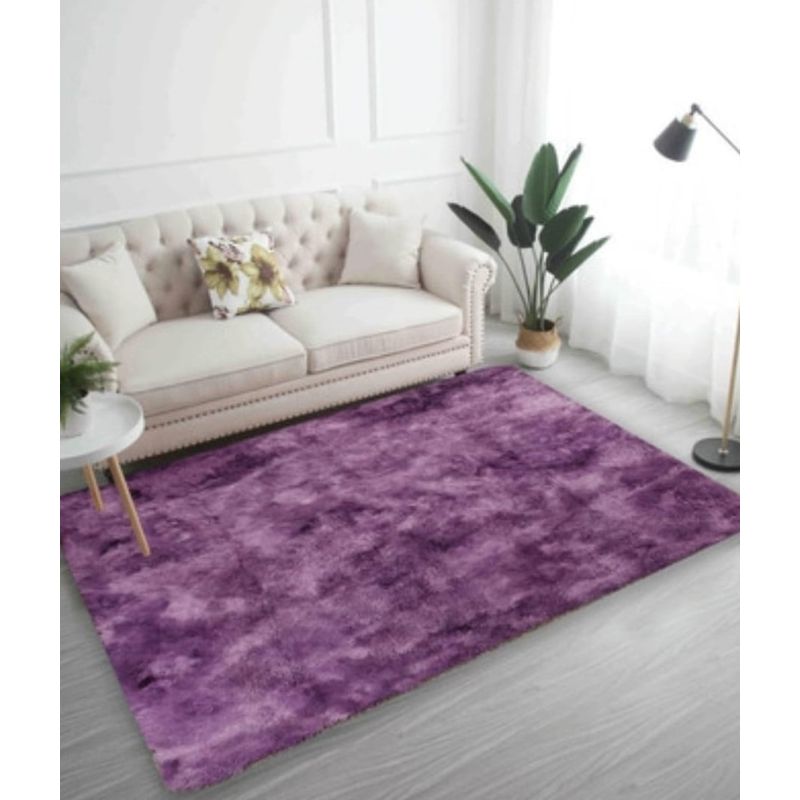 ANGELES DEL HOGAR - ALFOMBRA PELUDA TIPO SHAGGY 200 X 300 COLOR LILA JASPEADO