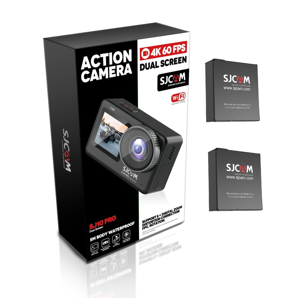 SJCAM - Cámara Deportiva SJCAM SJ10 PRO 4K 60FPS WIFI Estabilizador 2 baterias