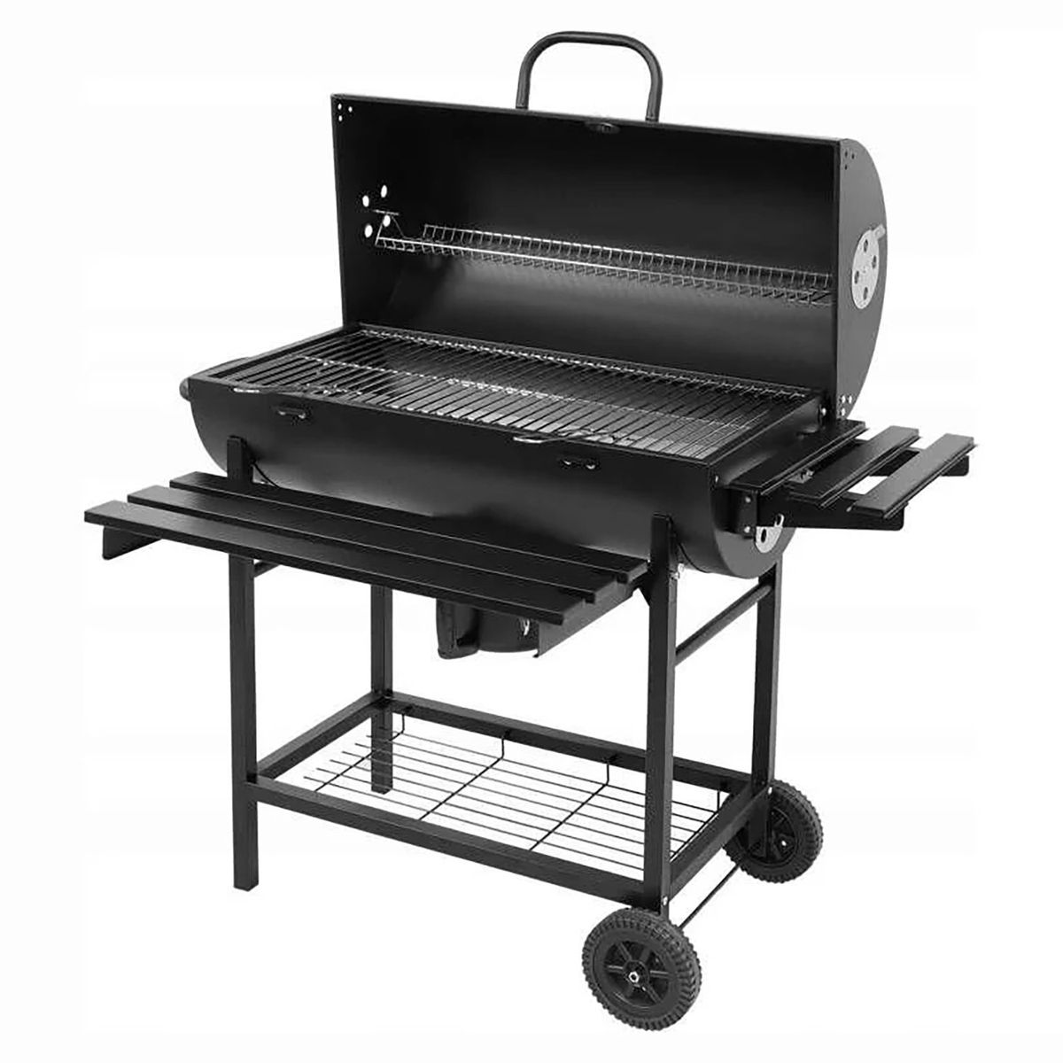 RELAN - Parrilla Tambor a Carbón Relan BBQ Black con Tapa y Ruedas