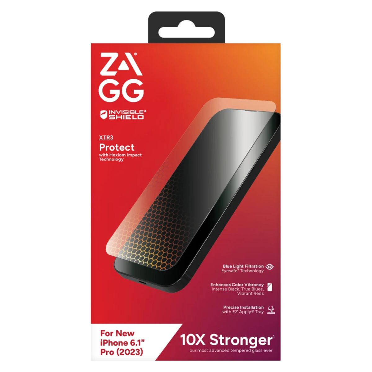 ZAGG - Lámina protectora Glass Elite XTR3 con filtro azul para iPhone 15 Pro Invisibleshield ZAGG