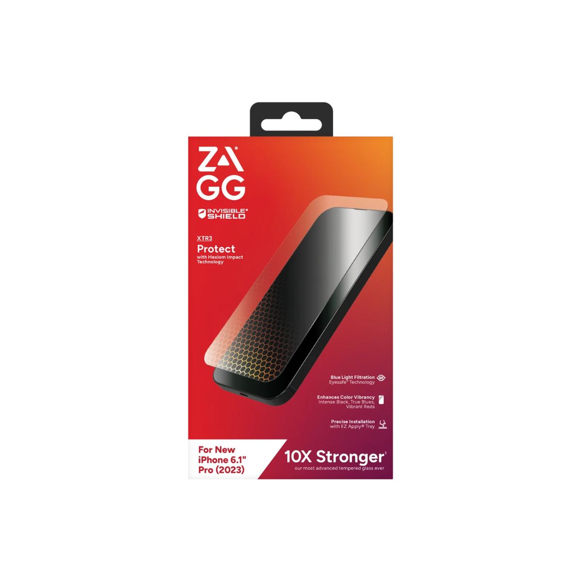ZAGG - Lámina protectora Glass Elite XTR3 con filtro azul para iPhone 15 Pro Invisibleshield ZAGG