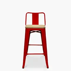 GENERICO - Taburete Tolix con Asiento de Madera Rojo 66cm