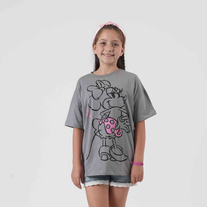 DISNEY - Polera Manga Corta Niña Lineal Minnie Blanco Disney