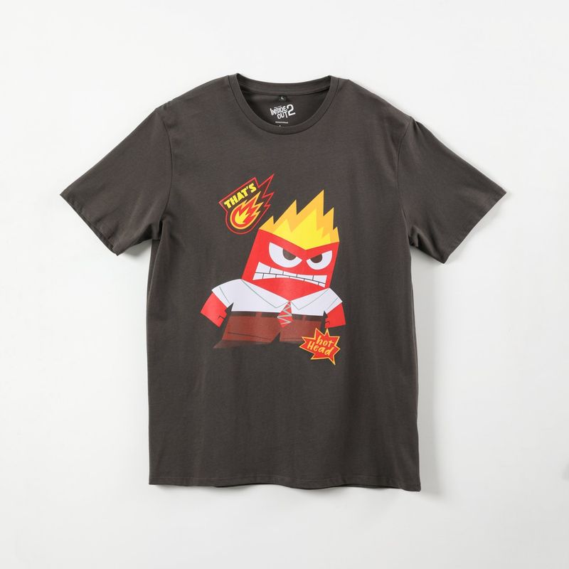 DISNEY - Polera Manga Corta Unisex Adulto Intensamente Gris Disney