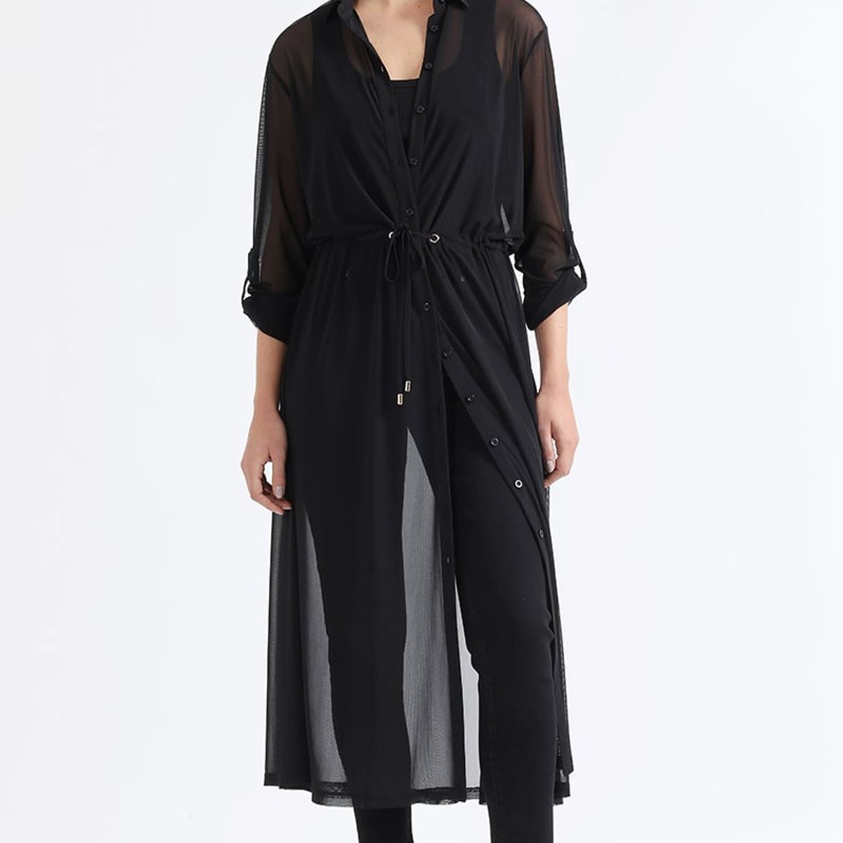 LIOLA - Tapado Malla Semi Transparente, Negro Liola