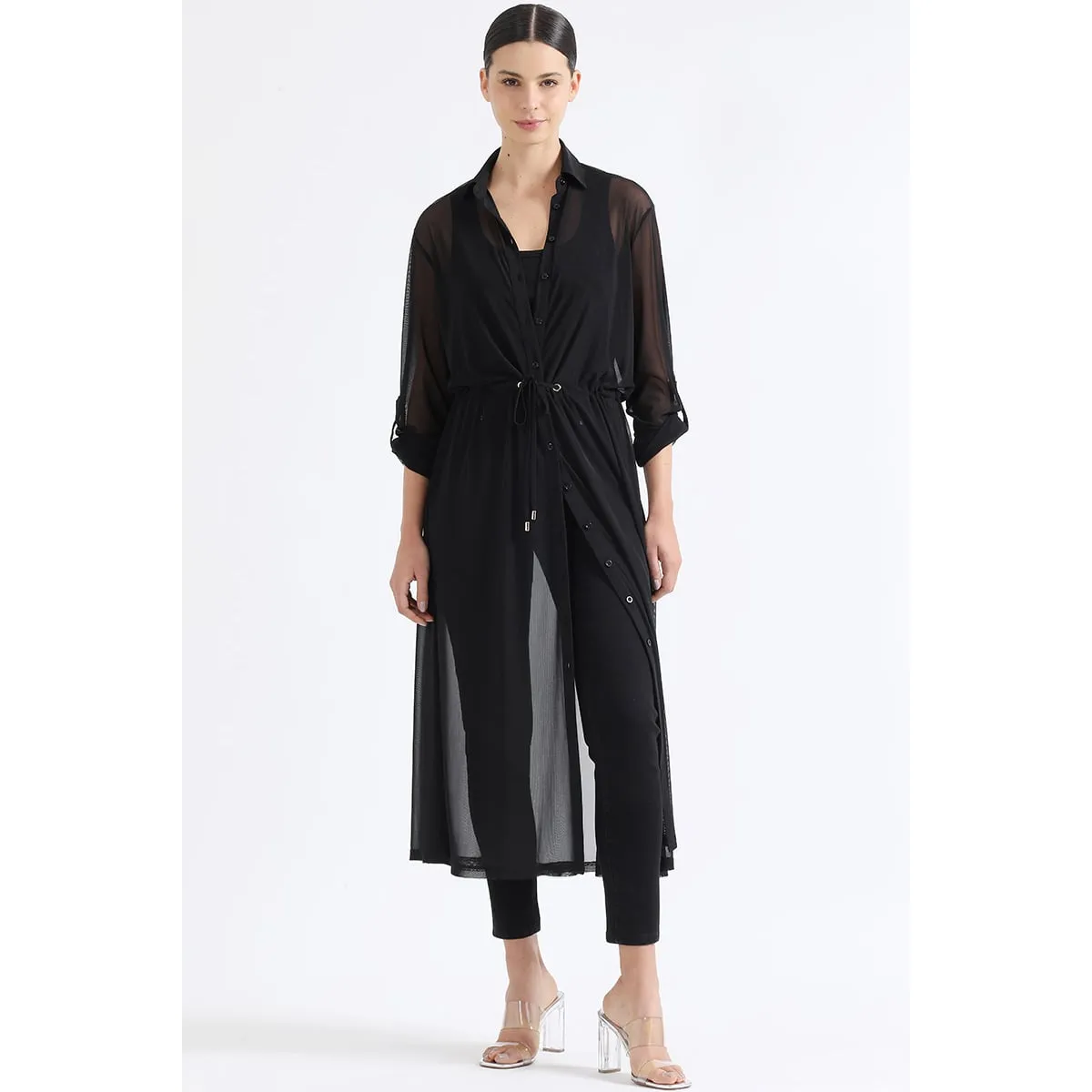 LIOLA - Tapado Malla Semi Transparente, Negro Liola