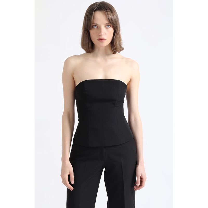LIOLA - Top Strapless Barbas, Negro Liola