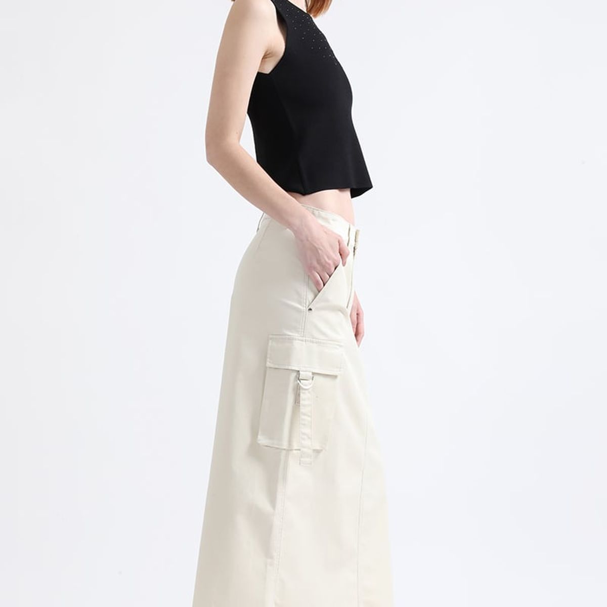 LIOLA - Falda Cargo Gabardina Crudo Liola
