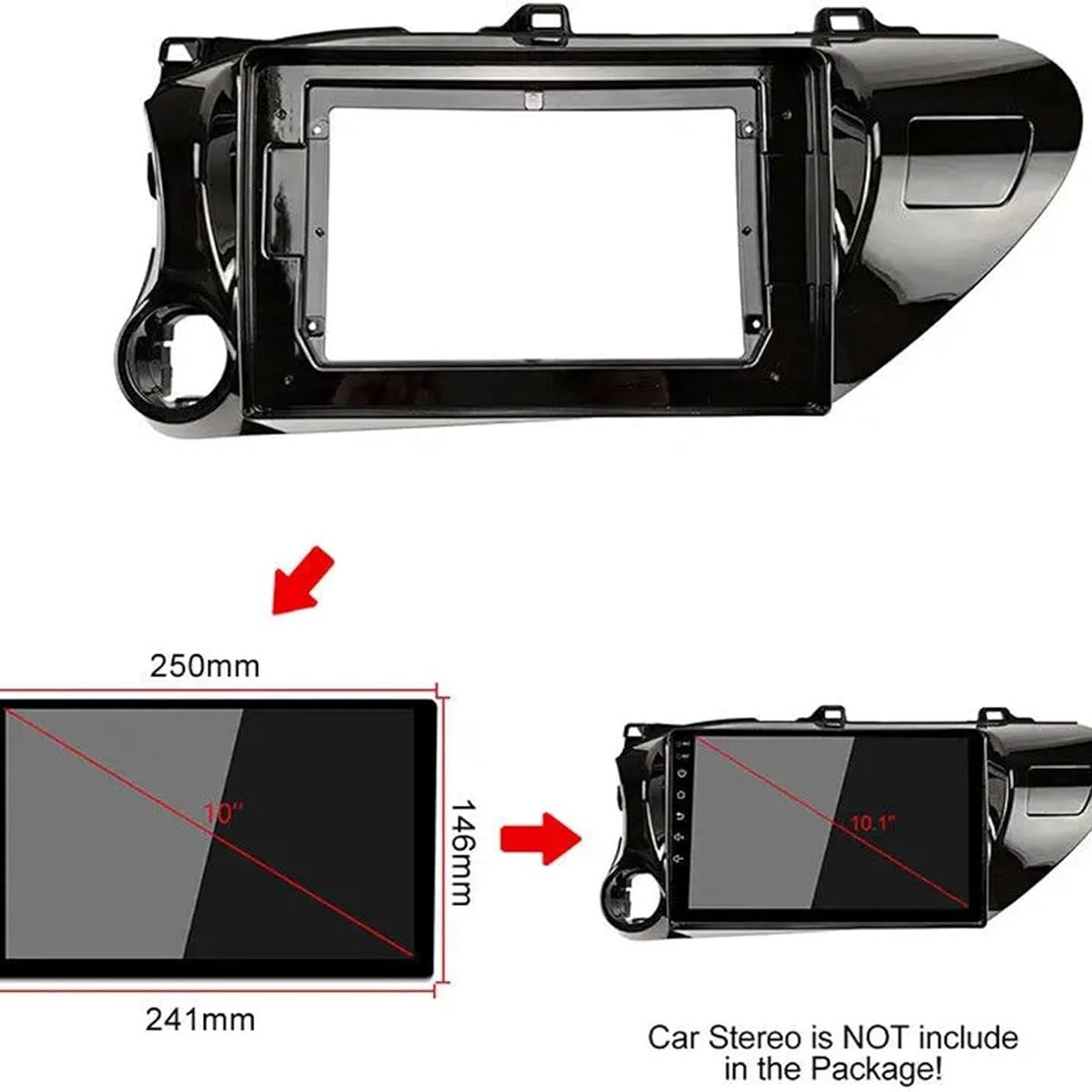 GENERICO - Bisel Adaptador Radio Toyota Hilux 10.1 Pulgadas 2018 Up
