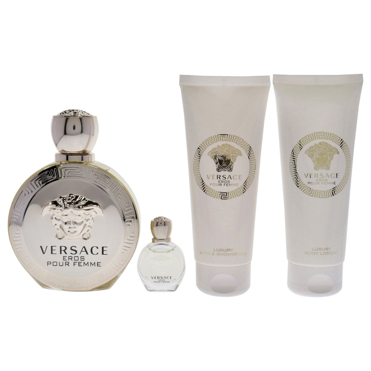 VERSACE - Set Perfume Eros Edt Mujer 100 Ml + Body Lotion Bath And Shower Miniatura 5 Versace