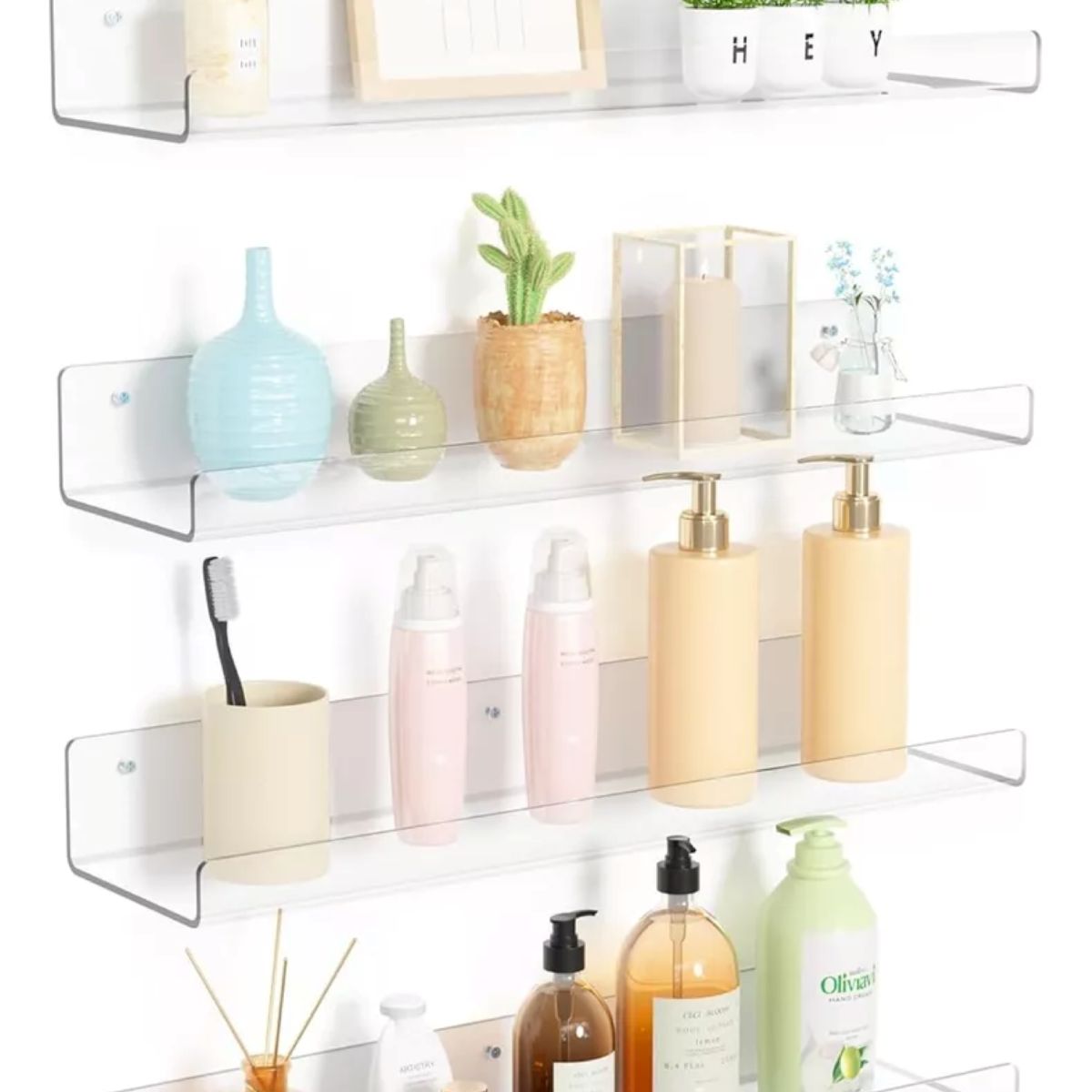 GENERICO - Repisas Flotantes de Acrílico transparente multifuncional