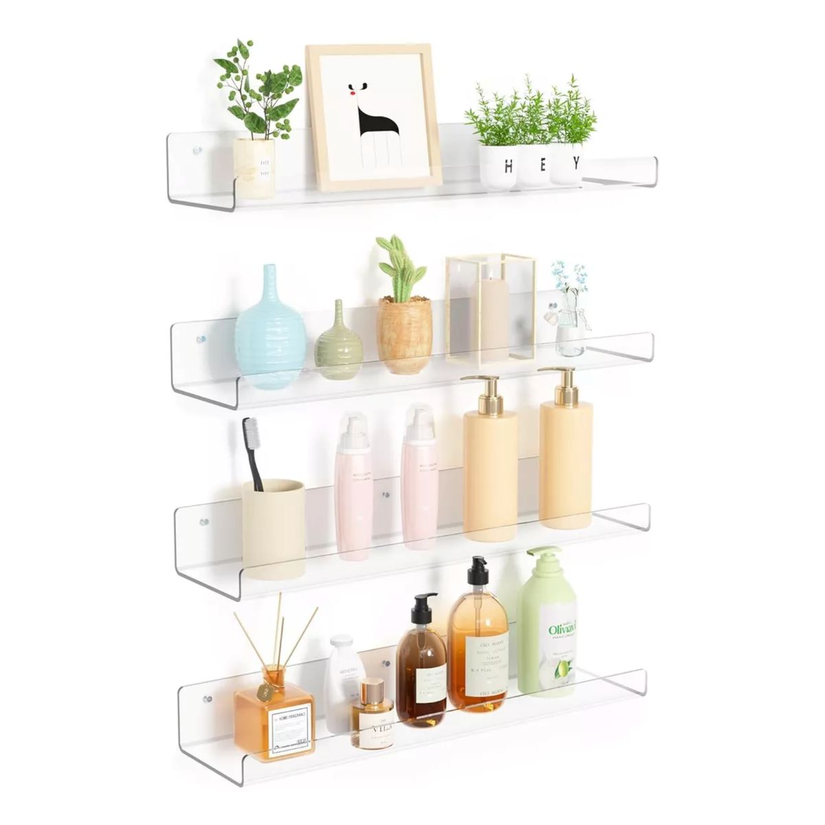 GENERICO - Repisas Flotantes de Acrílico transparente multifuncional