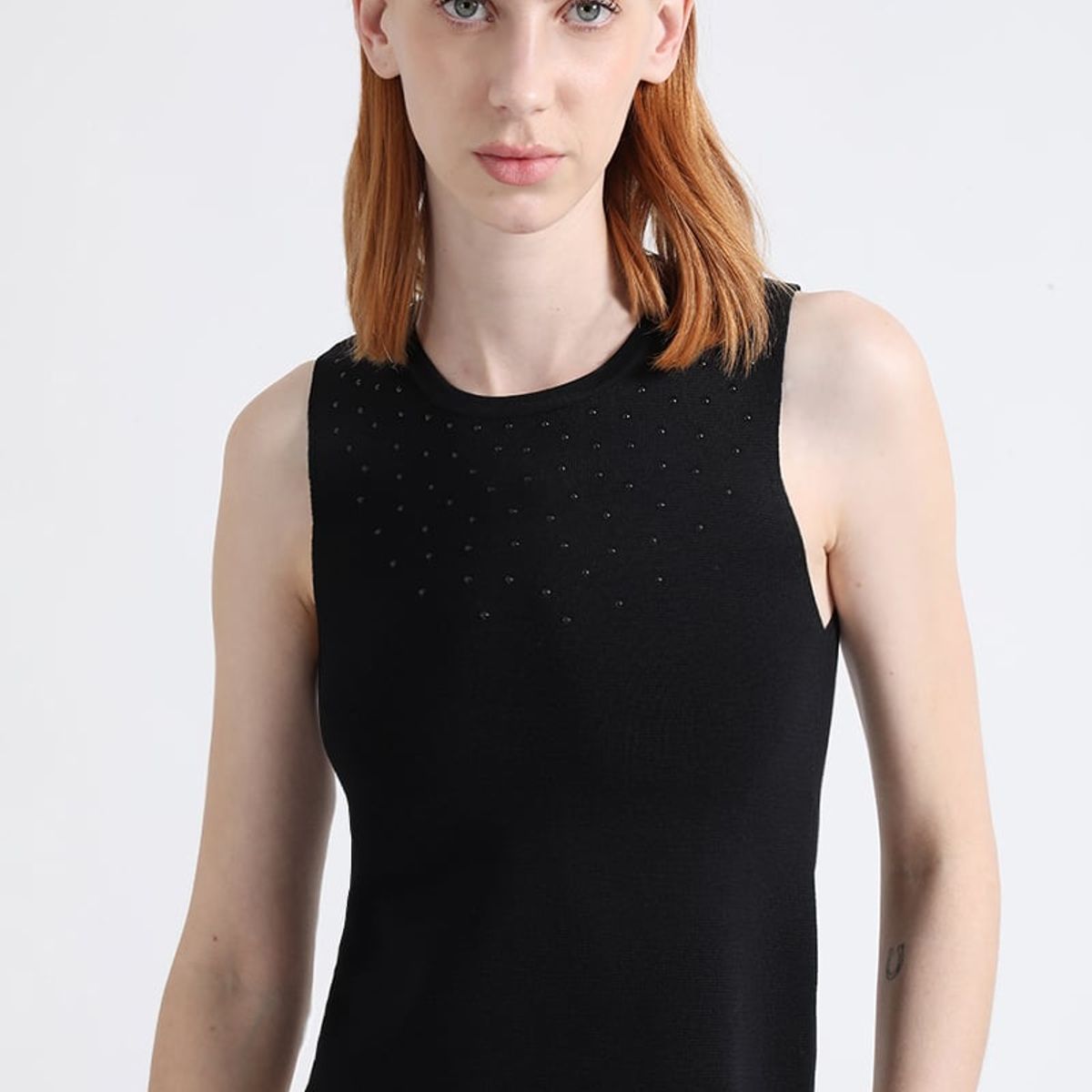 LIOLA - Top Tejido Punto Con Aplicacion, Negro Liola