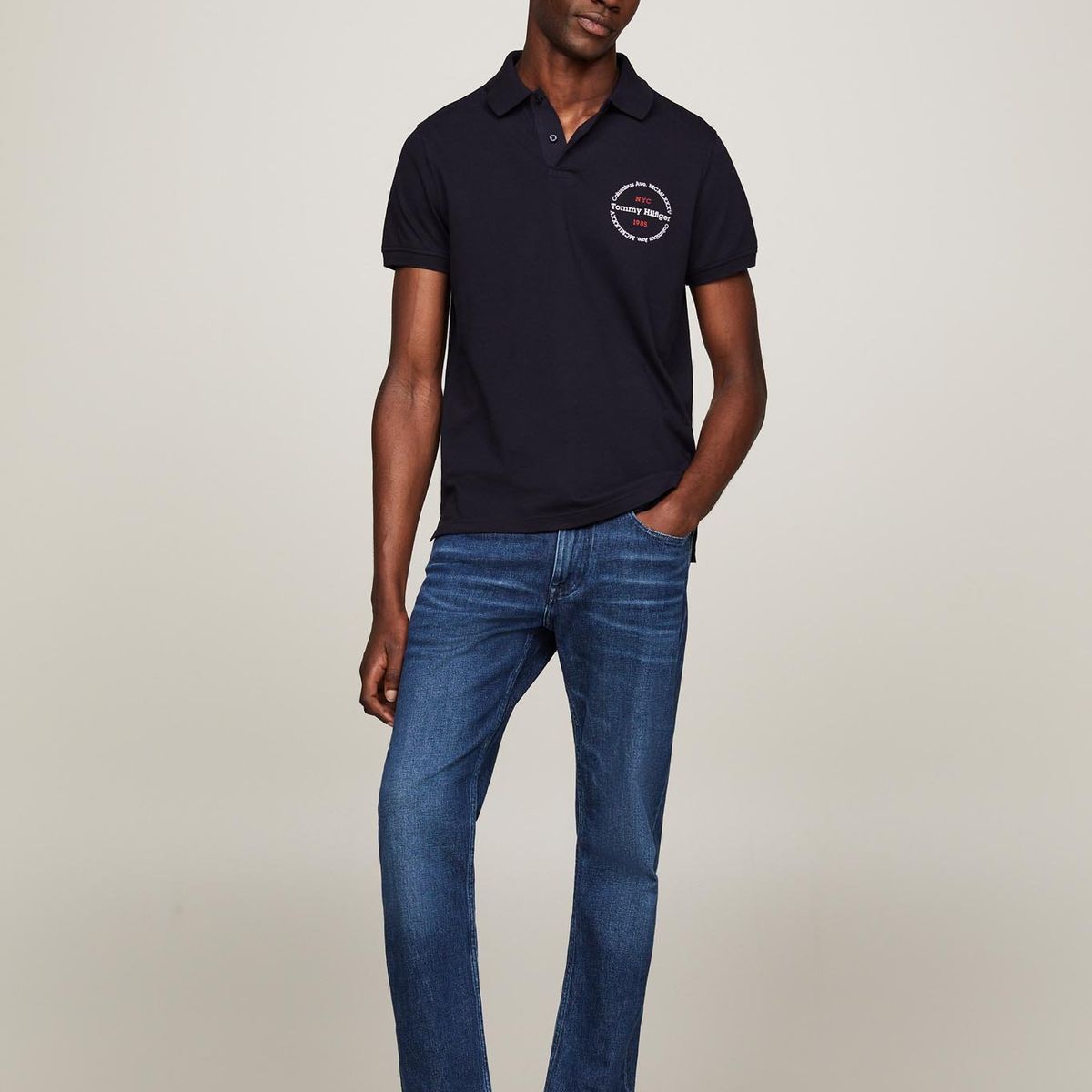TOMMY HILFIGER - Polo Con Logo Circular Regular Fit Azul Tommy Hilfiger