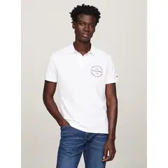 TOMMY HILFIGER - Polo Con Logo Circular Regular Fit Blanco